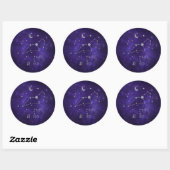 Zodiac Paarse Leeuw | Kosmische Astrologie Horosco Ronde Sticker (Vel)