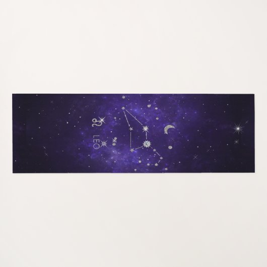 Zodiac Paarse Leeuw | Kosmische Astrologie Horosco Yogamat (Achterkant (horizontaal))