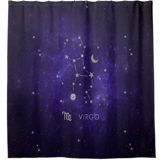 Zodiac Paarse Maagd | Kosmische Astrologie Horosco Douchegordijn (Voorkant)