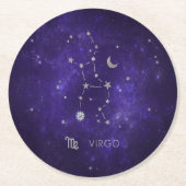 Zodiac Paarse Maagd | Kosmische Astrologie Horosco Ronde Kartonnen Onderzetter (Voorkant)