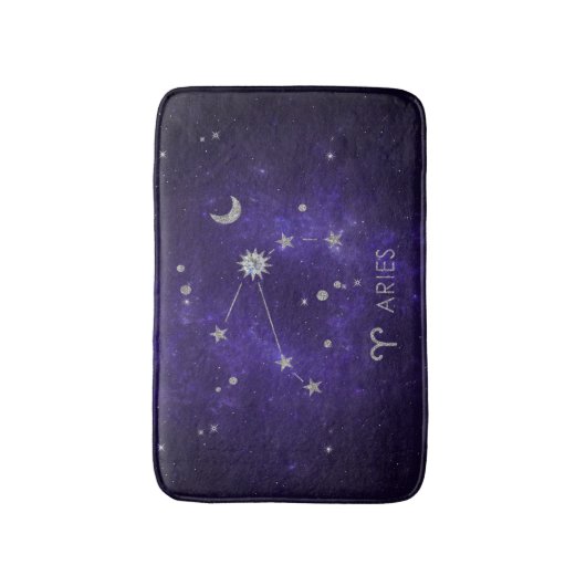 Zodiac Paarse Ram | Kosmische Astrologie Horoscoop Badmat (Voorkant Verticaal)