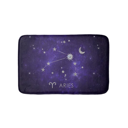 Zodiac Paarse Ram | Kosmische Astrologie Horoscoop Badmat (Voorkant)