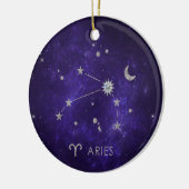Zodiac Paarse Ram | Kosmische Astrologie Horoscoop Keramisch Ornament (Links)