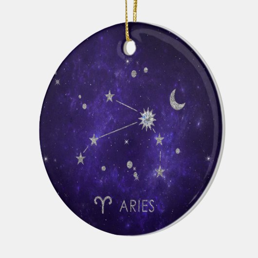Zodiac Paarse Ram | Kosmische Astrologie Horoscoop Keramisch Ornament (Links)
