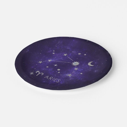 Zodiac Paarse Ram | Kosmische Astrologie Horoscoop Papieren Bordje (Gekanteld)