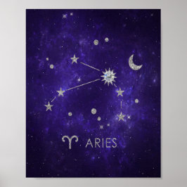 Zodiac Paarse Ram | Kosmische Astrologie Horoscoop Poster