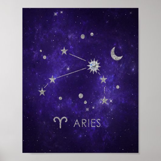 Zodiac Paarse Ram | Kosmische Astrologie Horoscoop Poster (Voorkant)