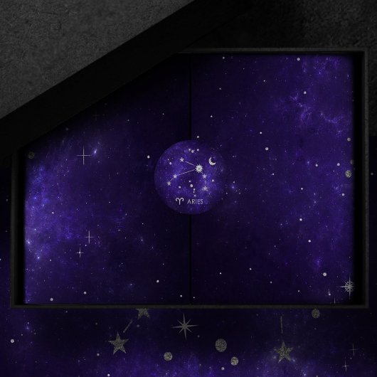 Zodiac Paarse Ram | Kosmische Astrologie Horoscoop Ronde Sticker