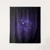 Zodiac Paarse Ram | Kosmische Astrologie Horoscoop Wandkleed (Voorkant)