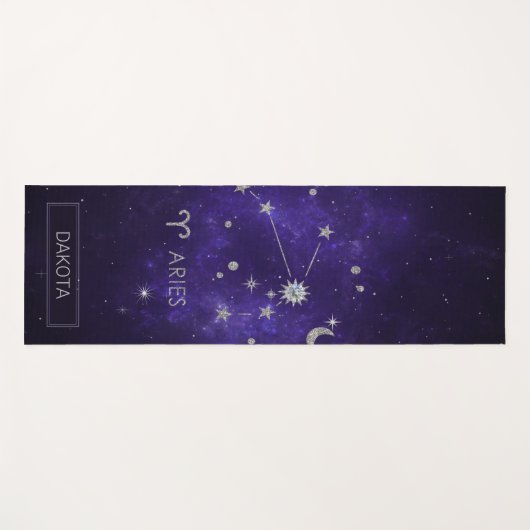 Zodiac Paarse Ram | Kosmische Astrologie Horoscoop Yogamat (Voorkant (horizontaal))