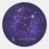 Zodiac Paarse Steenbok | Astrologie Horoscoop Ronde Sticker (Voorkant)