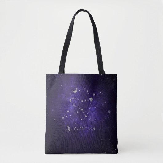 Zodiac Paarse Steenbok | Astrologie Horoscoop Tote Bag (Voorkant)