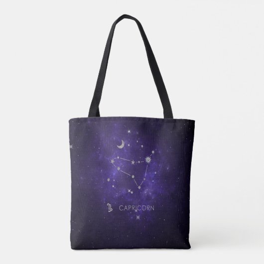 Zodiac Paarse Steenbok | Astrologie Horoscoop Tote Bag (Achterkant)