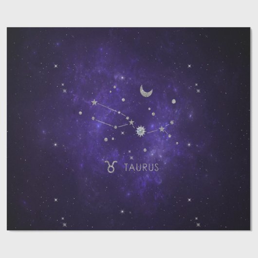 Zodiac Paarse Taurus | Kosmische Astrologie Horosc Cadeaupapier (Vlak)