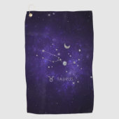Zodiac Paarse Taurus | Kosmische Astrologie Horosc Golfhanddoek (Voorkant)