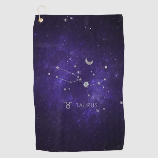 Zodiac Paarse Taurus | Kosmische Astrologie Horosc Golfhanddoek (Voorkant)