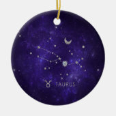 Zodiac Paarse Taurus | Kosmische Astrologie Horosc Keramisch Ornament (Voorkant)