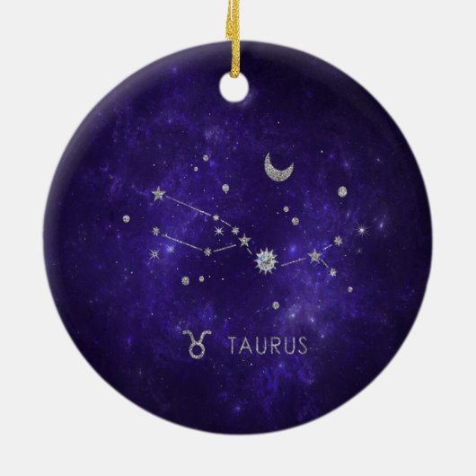 Zodiac Paarse Taurus | Kosmische Astrologie Horosc Keramisch Ornament (Achterkant)