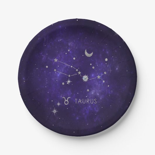 Zodiac Paarse Taurus | Kosmische Astrologie Horosc Papieren Bordje (Voorkant)