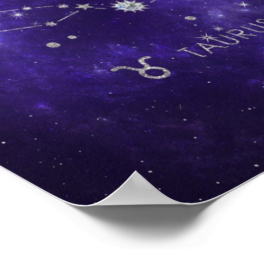 Zodiac Paarse Taurus | Kosmische Astrologie Horosc Poster (Hoek)