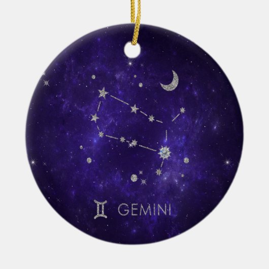 Zodiac Paarse Tweelingen | Kosmische Astrologie Ho Keramisch Ornament (Voorkant)