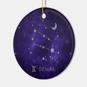 Zodiac Paarse Tweelingen | Kosmische Astrologie Ho Keramisch Ornament (Links)