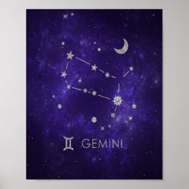Zodiac Paarse Tweelingen | Kosmische Astrologie Ho Poster