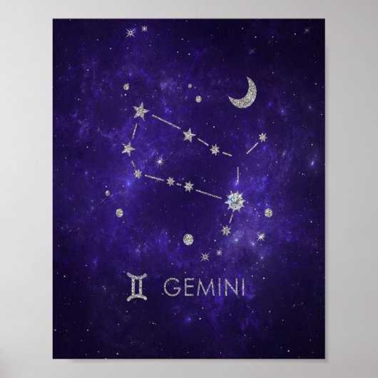 Zodiac Paarse Tweelingen | Kosmische Astrologie Ho Poster (Voorkant)