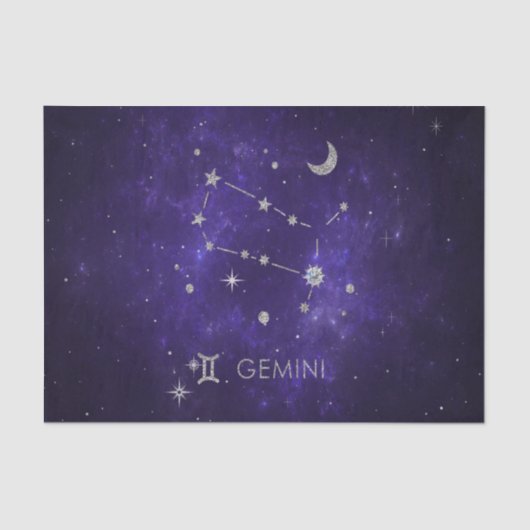 Zodiac Paarse Tweelingen | Kosmische Astrologie Ho Tissuepapier (Voorkant)