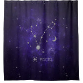 Zodiac Paarse Vissen | Kosmische Astrologie Horosc Douchegordijn (Voorkant)