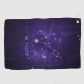 Zodiac Paarse Vissen | Kosmische Astrologie Horosc Golfhanddoek (Horizontaal)