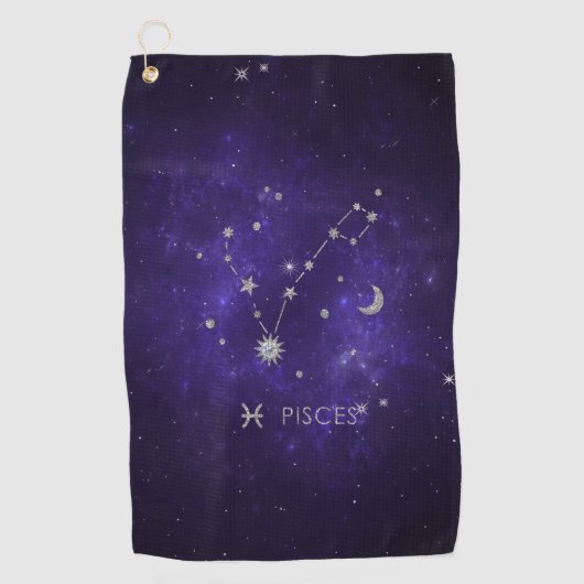 Zodiac Paarse Vissen | Kosmische Astrologie Horosc Golfhanddoek (Voorkant)