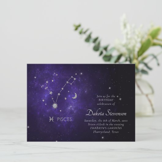 Zodiac Paarse Vissen | Kosmische Astrologie Horosc Kaart (Staand voorkant)