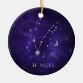 Zodiac Paarse Vissen | Kosmische Astrologie Horosc Keramisch Ornament (Voorkant)