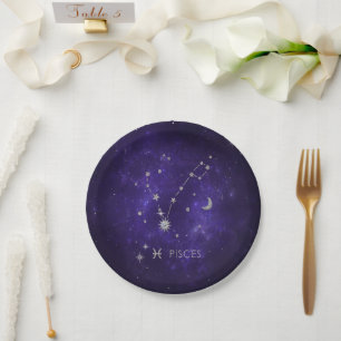 Zodiac Paarse Vissen Kosmische Astrologie Horosc Papieren Bordje