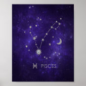 Zodiac Paarse Vissen | Kosmische Astrologie Horosc Poster (Voorkant)