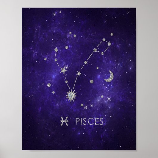 Zodiac Paarse Vissen | Kosmische Astrologie Horosc Poster (Voorkant)