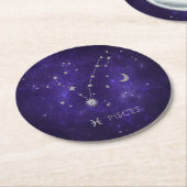 Zodiac Paarse Vissen | Kosmische Astrologie Horosc Ronde Kartonnen Onderzetter (Gebogen)