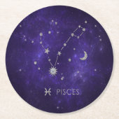 Zodiac Paarse Vissen | Kosmische Astrologie Horosc Ronde Kartonnen Onderzetter (Voorkant)