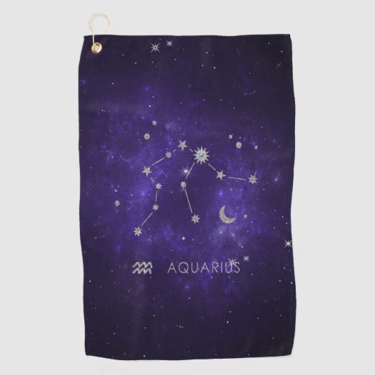 Zodiac Paarse Waterman | Astrologie Horoscoop Golfhanddoek (Voorkant)