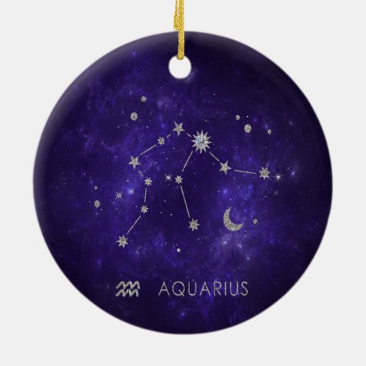 Zodiac Paarse Waterman | Astrologie Horoscoop Keramisch Ornament (Achterkant)