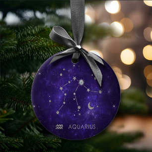 Zodiac Paarse Waterman   Astrologie Horoscoop Keramisch Ornament