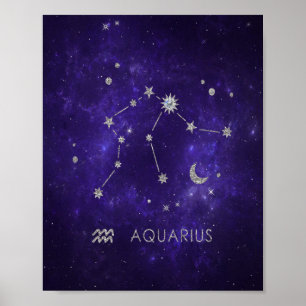 Zodiac Paarse Waterman Astrologie Horoscoop Poster