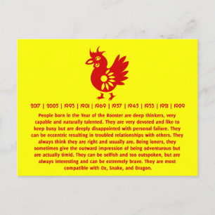ZODIAC PAPERCUT ROOSTER ILLUSTRATIE BRIEFKAART
