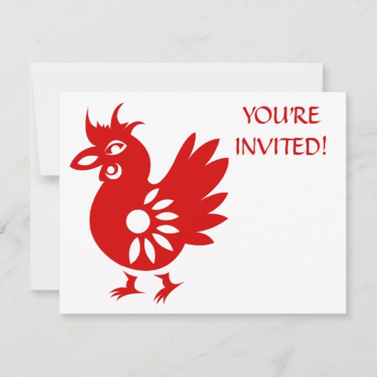 ZODIAC PAPERCUT ROOSTER ILLUSTRATIE KAART (Voorkant)
