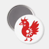 ZODIAC PAPERCUT ROOSTER ILLUSTRATIE MAGNEET (Voorkant / Achterkant)