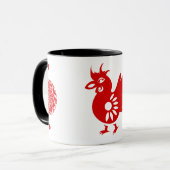 ZODIAC PAPERCUT ROOSTER ILLUSTRATIE MOK (Voorkant links)