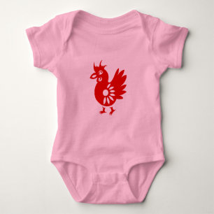 ZODIAC PAPERCUT ROOSTER ILLUSTRATIE ROMPER