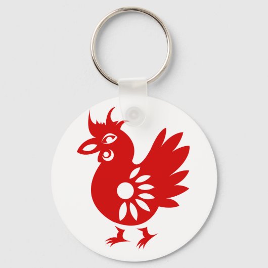 ZODIAC PAPERCUT ROOSTER ILLUSTRATIE SLEUTELHANGER (Voorkant)