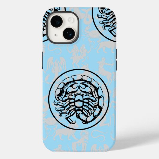Zodiac Pattern Z02 - Schorpioen.w L Blauw BG Case-Mate iPhone Case (Achterkant)